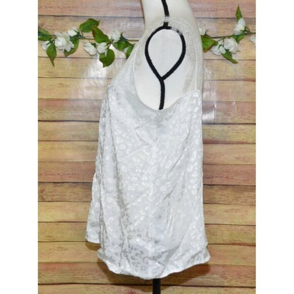 Jodifl White Lace Cheetah Print Tank Top Size M V Neck Slinky Festival Sexy - Picture 6 of 12